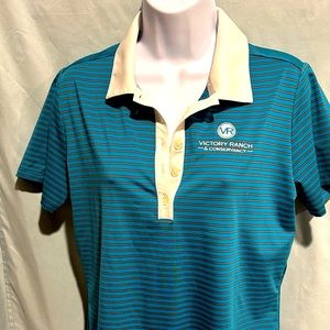 Nike Golf Shirt, Tour Performance Dri Fit. Size large, green w/ brown stripes